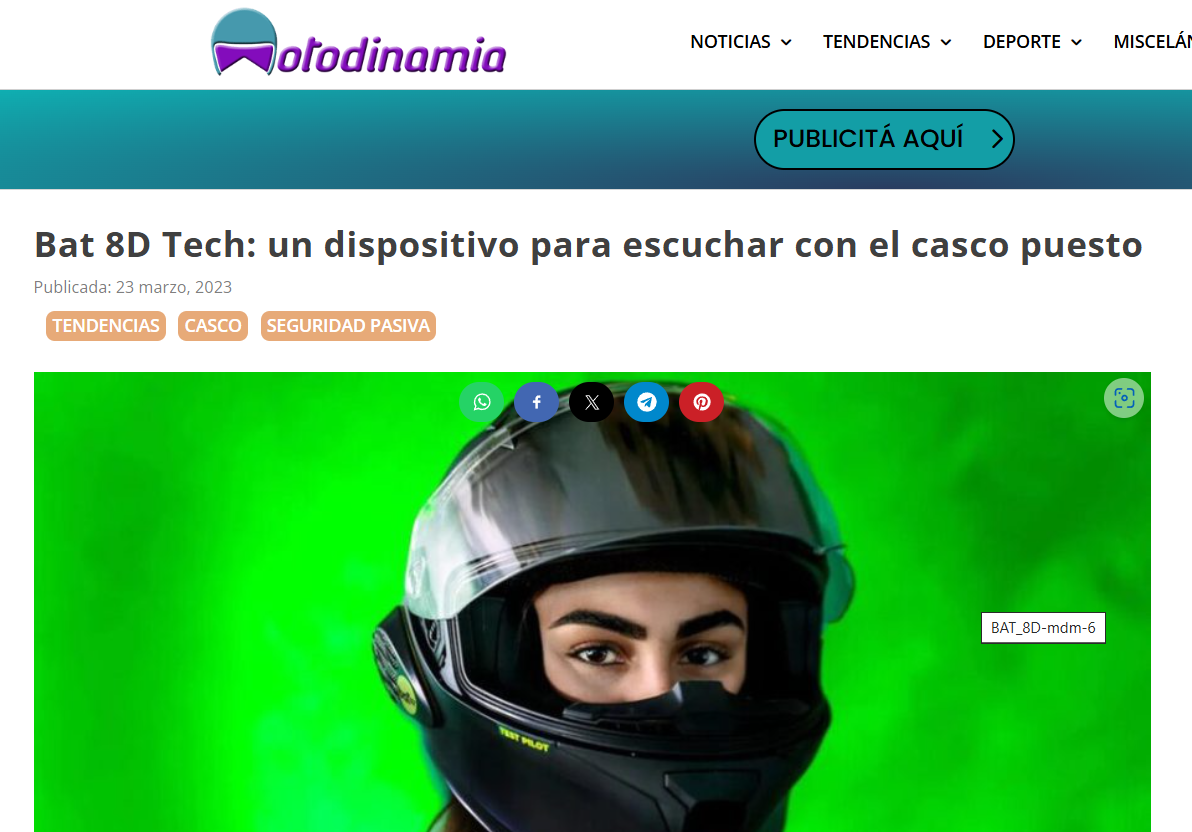 Bat 8D Tech: un dispositivo para escuchar con el casco puesto